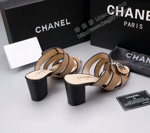 Chanel女鞋 香奈兒新款拖鞋 Chanel高跟涼拖鞋  naq1110